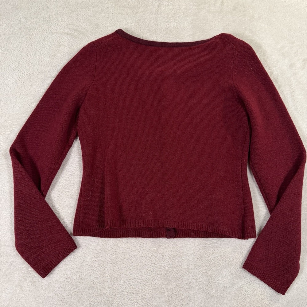Classiques Entier Medium Lambswool‎ Embroidered Floral Cardigan Red Vintage - Picture 5 of 8